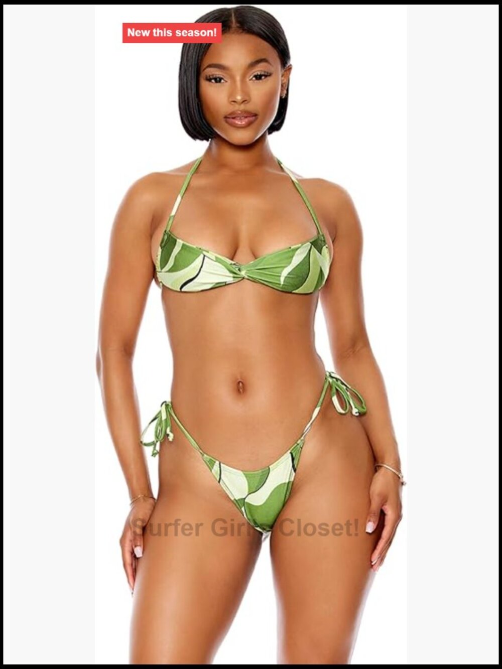 Women's Cozumel Bikini Set Triangle Top Thong Bottom Polyester Spandex Swimwear